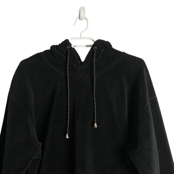 Liz Claiborne Women's Black Longline Fleece Hoodie - Picture 2 of 8